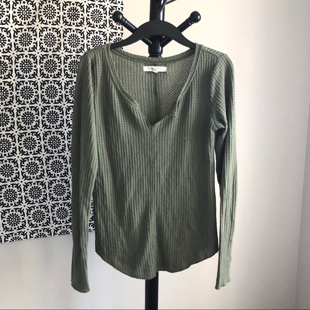 Olive Green Waffle Top